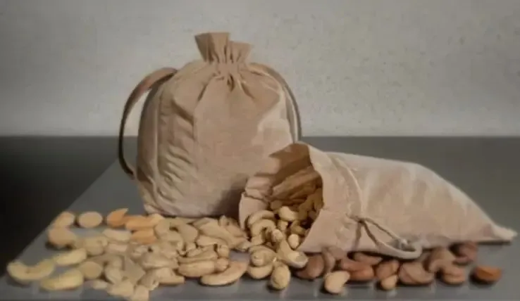 Brown Drawstring Cotton Bag